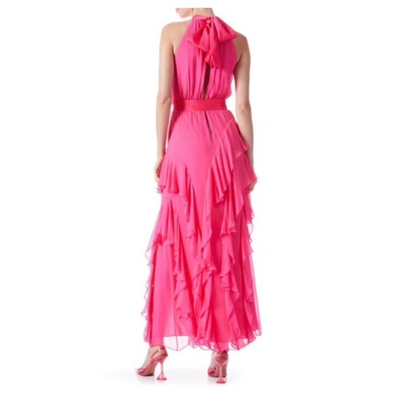 $795 SILK Alice & Olivia Emilia Silk Ruffle Gown, NWT - Picture 8 of 13